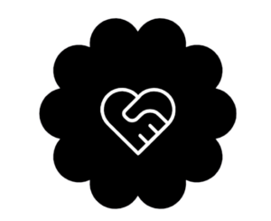 Icon of hand shake in the shape a heart