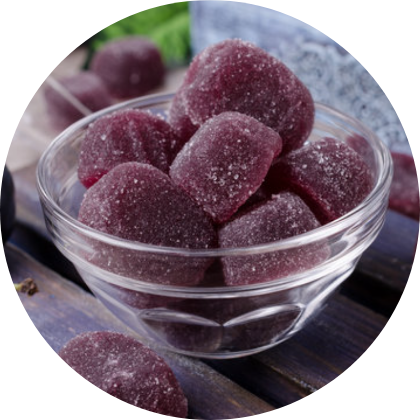 Bowl of sugar plum candies